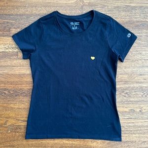 Men’s Champion Black Cotton Tee Short with Yellow Heart Chest Graphic